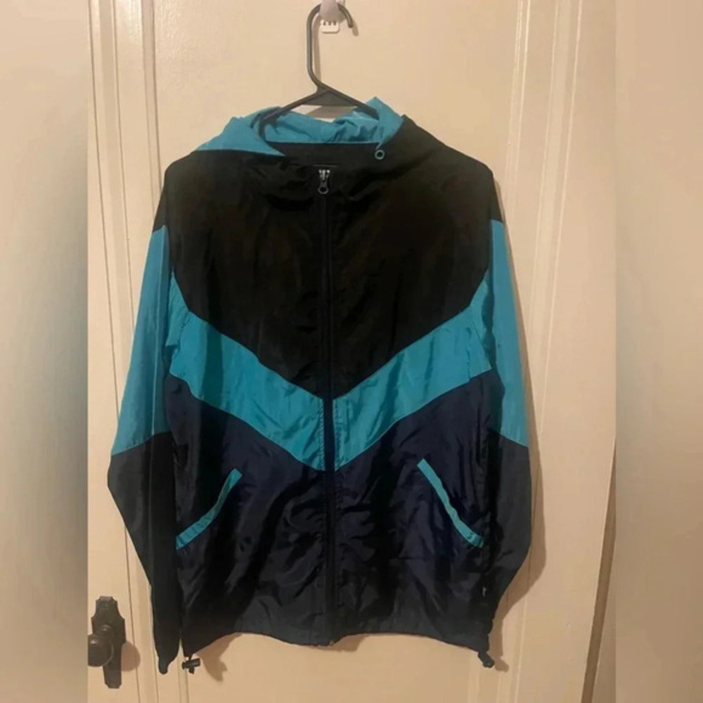 Men's-Waterproof-Lightweight-Hooded-Windbreaker(YF8J08-BLK/NAVY) Small